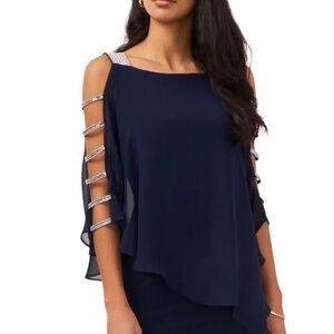 MSK navy blue /rhinestone evening dress